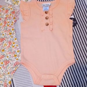 Nicole Miller 6 PC S/Sleeve Banded Neck Bottom Hem 2 Creeper set 3/6M